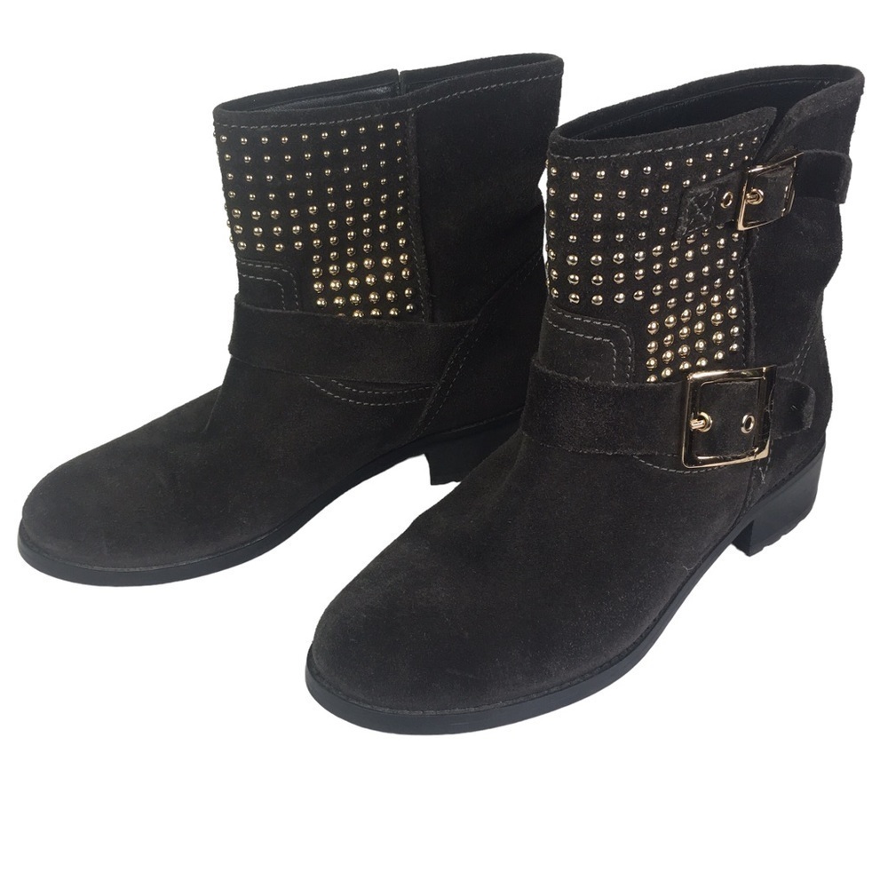 Carlo Pazolini brown suede ankle boots gold studs size 36/6 Italy